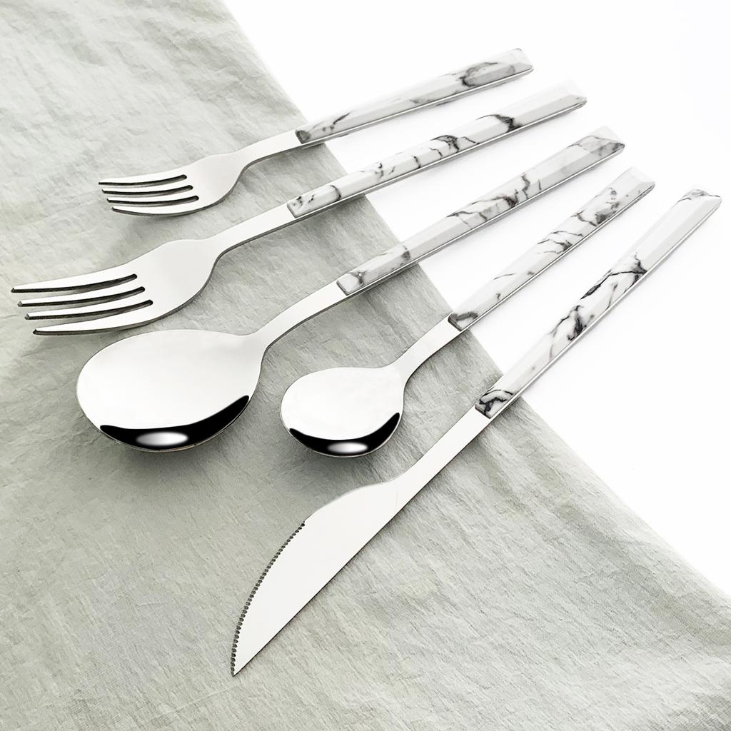 16 шт., набор столовых приборов из нержавеющей стали, имитация деревянной ручки, столовая посуда, зажим, западная посуда, нож, вилка, чайная ложка, набор столового серебра