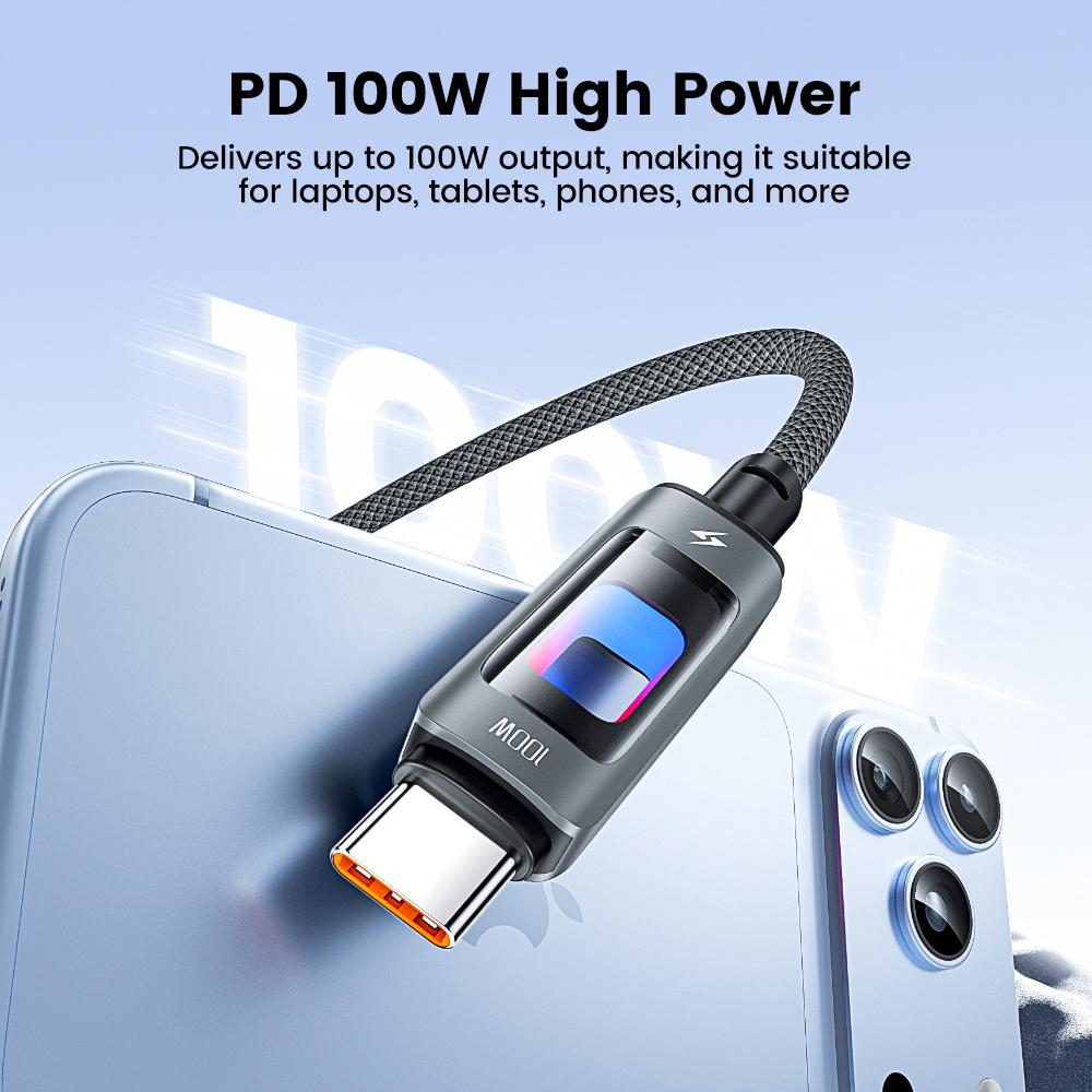 TOOCKI TX112C2 1м PD 100Вт USB-C на USB-C Кабель для быстрой зарядки Встроенный чип E-Marker 480 Мбит/с Кабель для передачи данных