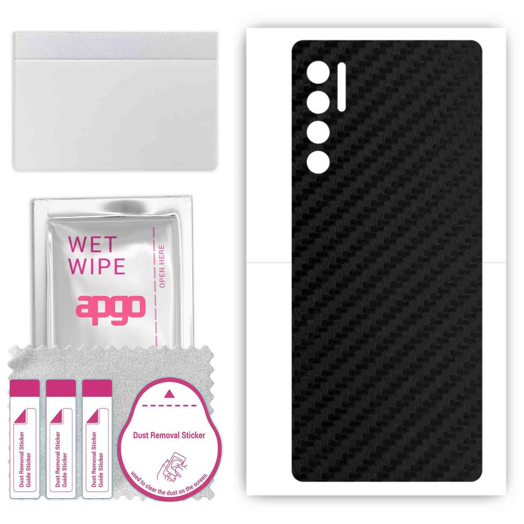 apgo Protective Skin Sticker for the Back Compatible with TCL 20L Plus, Wrap Film, Foil, Vinyl - Pattern Carbon Black