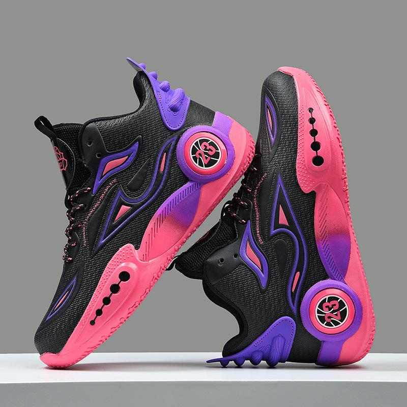 Высокие баскетбольные кроссовки для мужчин, учеников начальной и средней школы, спортивная обувь для бега с трением и звуком, фактические боевые кроссовки для баскетбола