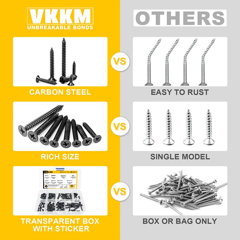 Комплект крепежных деталей из 90 шурупов с потайной головкой и крестообразным пазом для столешницы, набор саморезов M3-M3.5