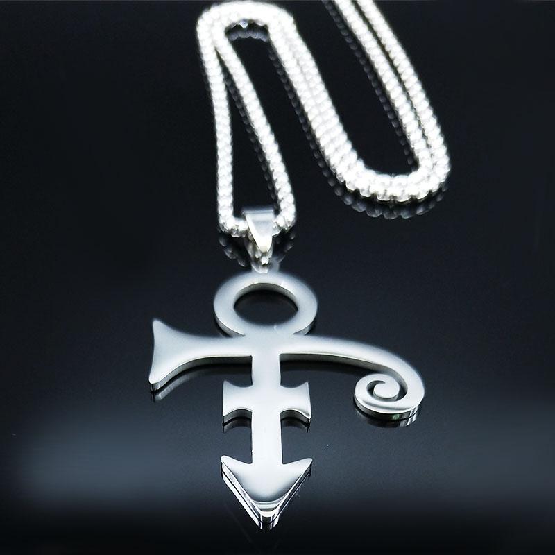 RIP Memorial Symbol Love Logo Steampunk Stainless Steel Necklace Women The Minimalism Artist Love Symbol Prince Necklace Jewelry