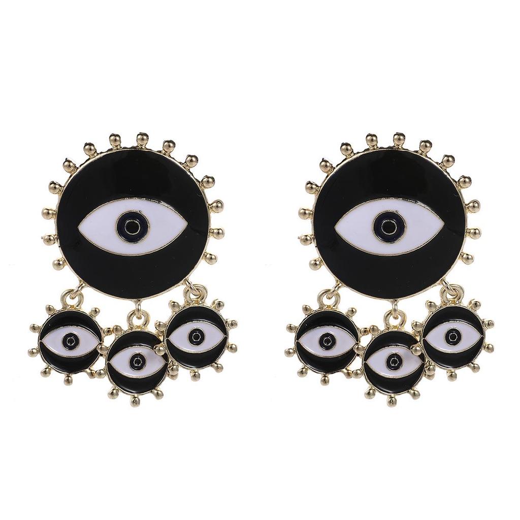 Devil's Eye Drip Oil Alloy Earrings: Trendsetting European & American Street Style