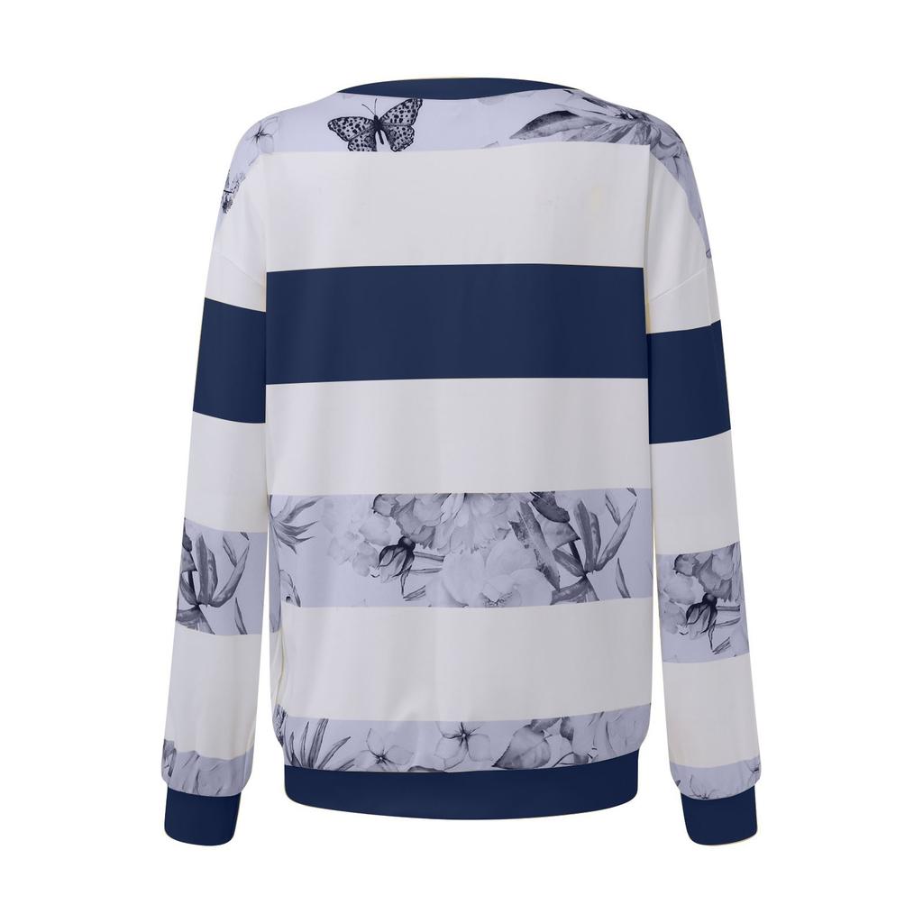 Женский модный принтованный пуловер с V-образным вырезом, свободный крой, длинный рукав