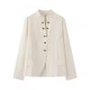 Womens Vintage Style Long Sleeve Shirt Jacket Street Regular Fit Stand Collar Single Breasted Outerwear