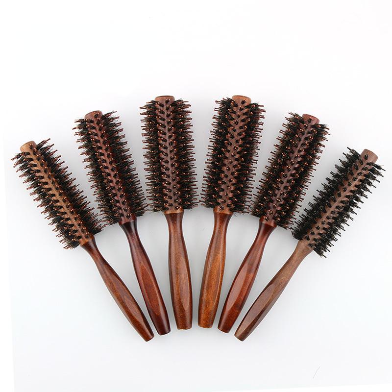 10/12/14 Rows Straight Hair Comb Natural Boar Bristle Rolling Brush Round Barrel Blowing Curling DIY Hairdressing Styling Tools