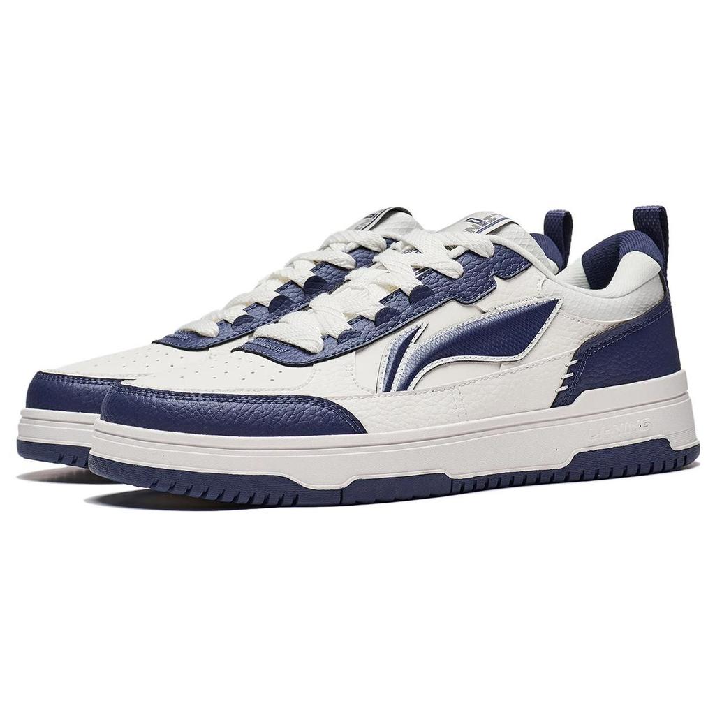 Li Ning Tian Ji 2.0 Synthetic Leather Non-Slip Wear-Resistant Low-Top Skate Shoes Men Sneakers White Blue AGCT211-3