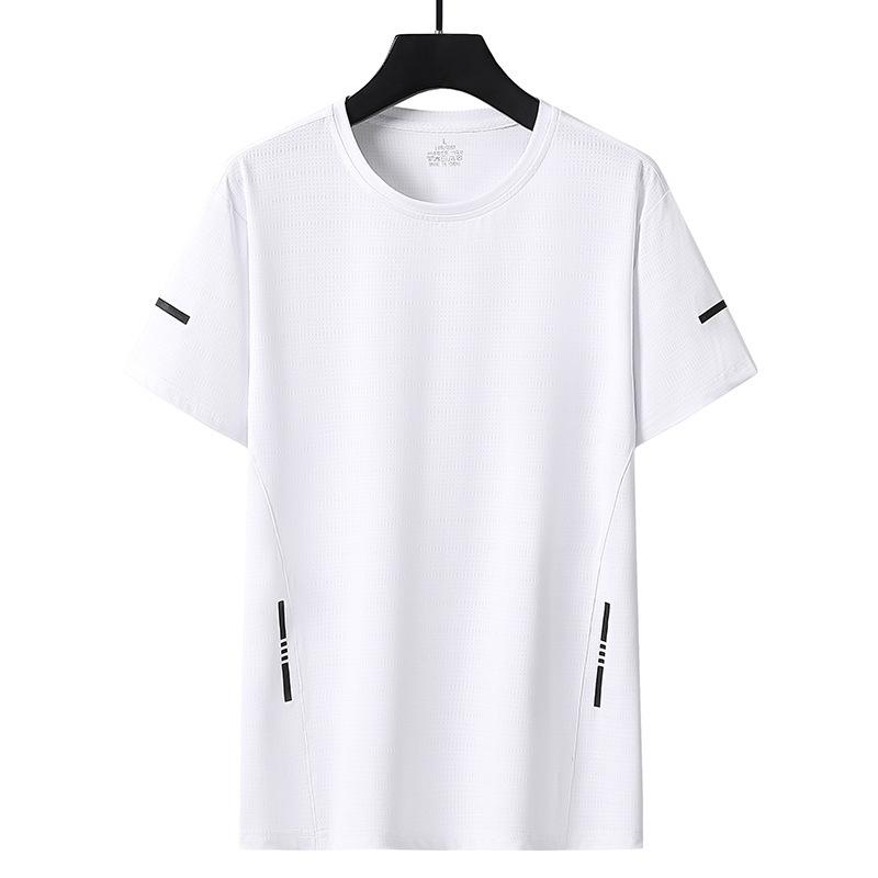 Летняя футболка из ледяного шелка с коротким рукавом, мужская эластичная быстросохнущая футболка с короткими рукавами, мужская верхняя одежда, мужская одежда