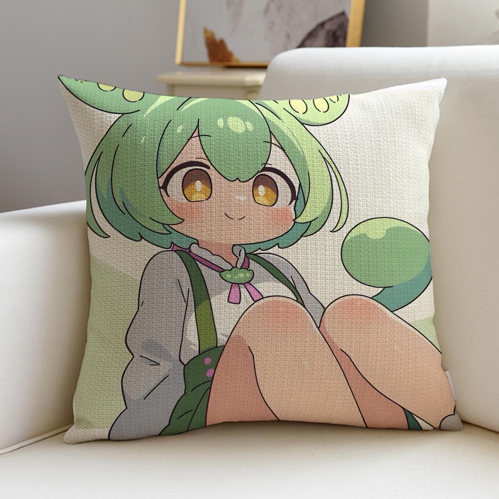 Cute ZZundamon AnimeS Cushion Cover Breathable and skinfriendly linen pillowcase square removable and washable cushion