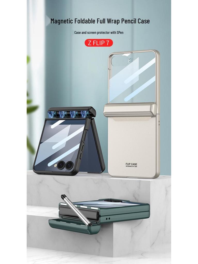 Магнитный чехол Samsung Z Flip7 с держателем для стилуса и защитным корпусом для Flip6