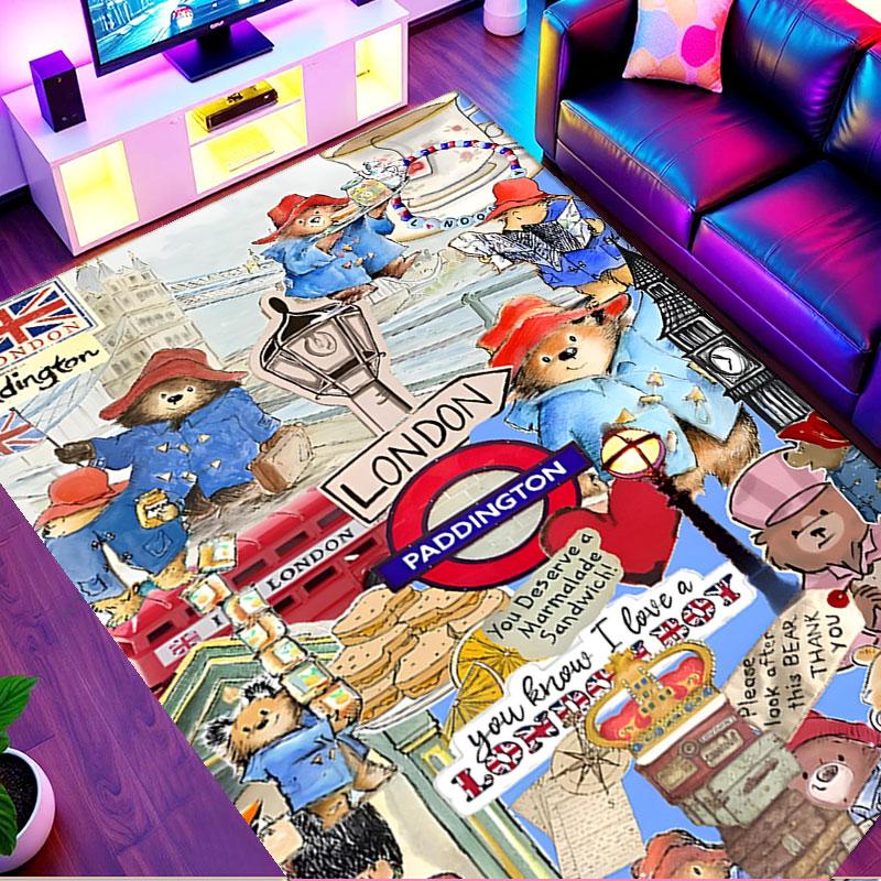 Paddington Bear Print Rug, Washable Floor Carpet, For Entryway Dorm Laundry Room Office Study, Home Decor Birthday Christmas Gift