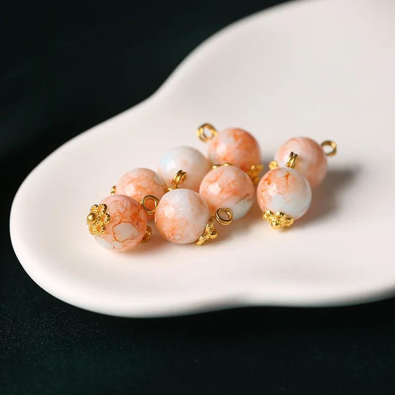 10 шт. традиционных китайских пуговиц 10 мм, цветные стеклянные пуговицы с ножкой, аксессуары для женской одежды