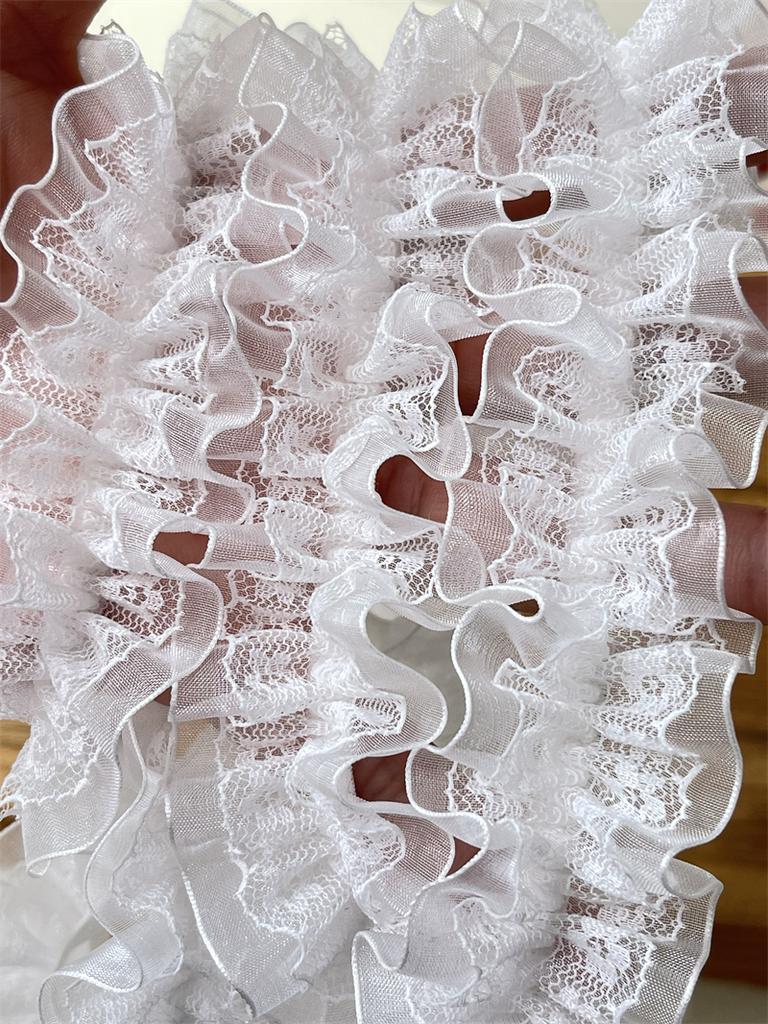 White Pleated Sewing Fabric For Handmade Material Clothing Needlework Accessories Dress Diy Crafts Supplies Lace Ribbon 2meters