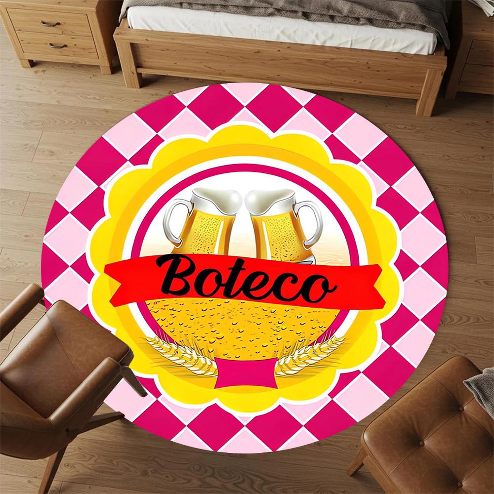 1pc Boteco, Beer Round Chair mat Area Rug - Non-Slip, Floor Mat for Office, Bedroom, home decor Christmas Gift p0811223