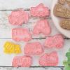 8Pcs Engineering Truck Cookie Cutter Plastic 3D Cartoon Pressable Biscuit Mold