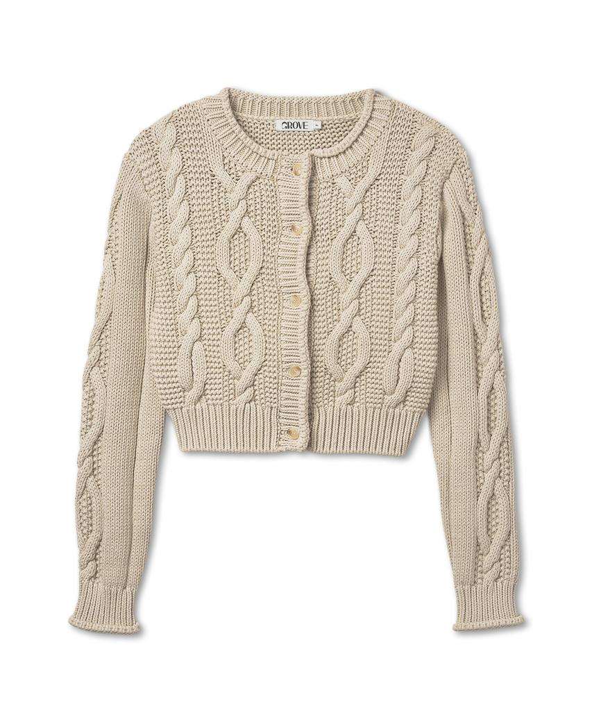 GROVE Grvr Sports_Cable Cardigan_Beige