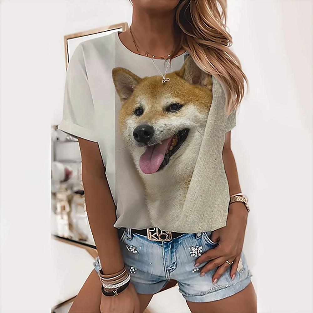 Милые топы с собаками, женская праздничная футболка с надписью «Love Dog Day», модная футболка с животным принтом, женская футболка Kawaii, летняя повседневная одежда с круглым вырезом