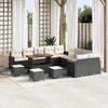 14-piece Garden Sofa Set with Black Poly Rattan Acacia Cushions, 4 3365060 Garden Dining Set