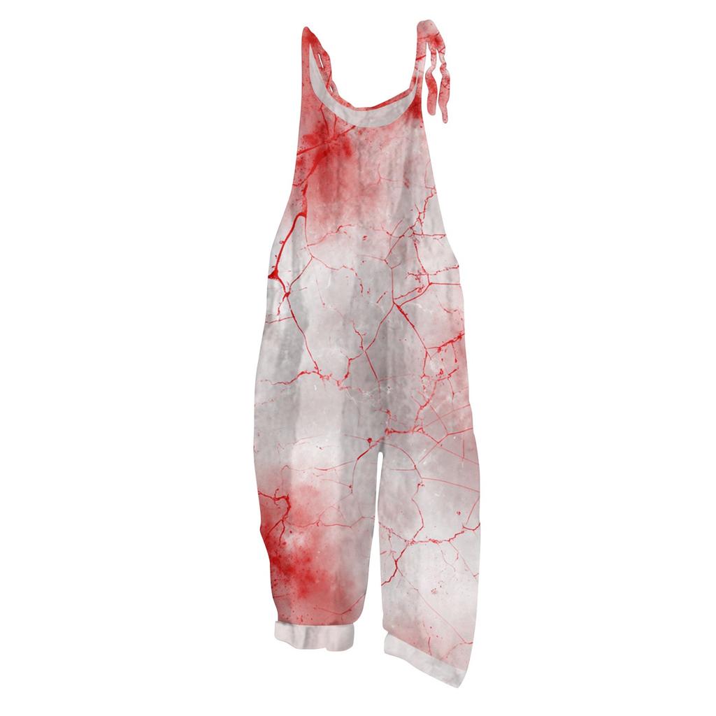 Женский комбинезон с принтом, повседневный свободный винтажный комбинезон из хлопка и льна