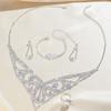 Zircon Necklace Earring Set Elegant Rhinestone Necklace Bridal Jewelry Set  Dress Accessories