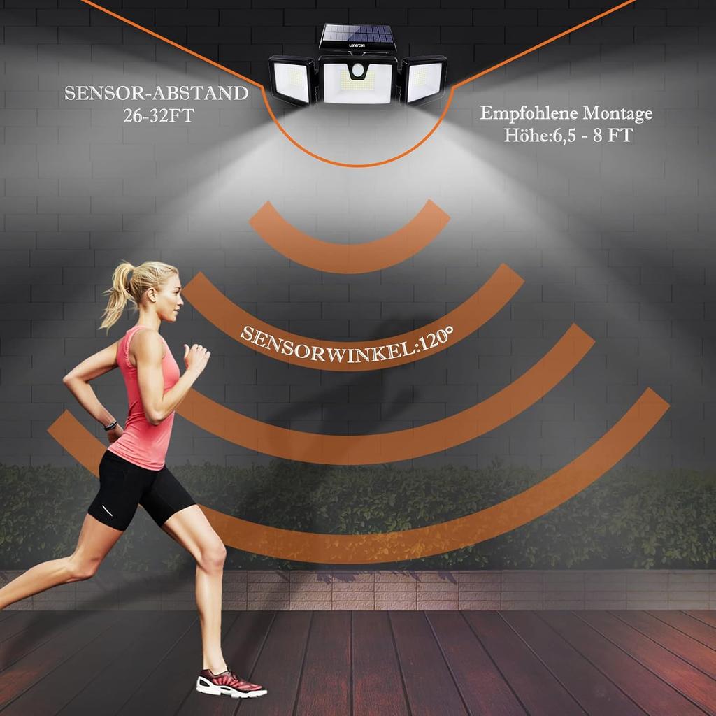 Мощная тройная солнечная садовая лампа 3в1 со светодиодом и датчиком движения в сумерках