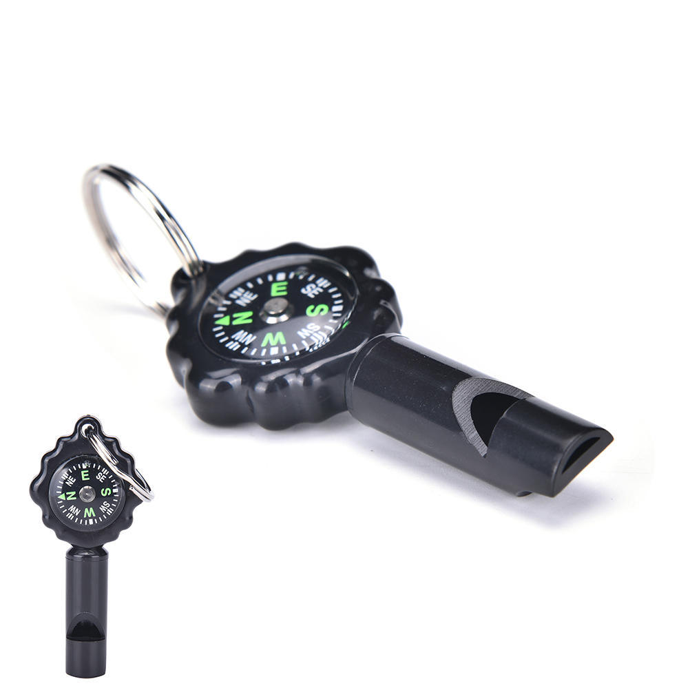 Camping Survival Whistle Compass Thermometer Led Flashlight