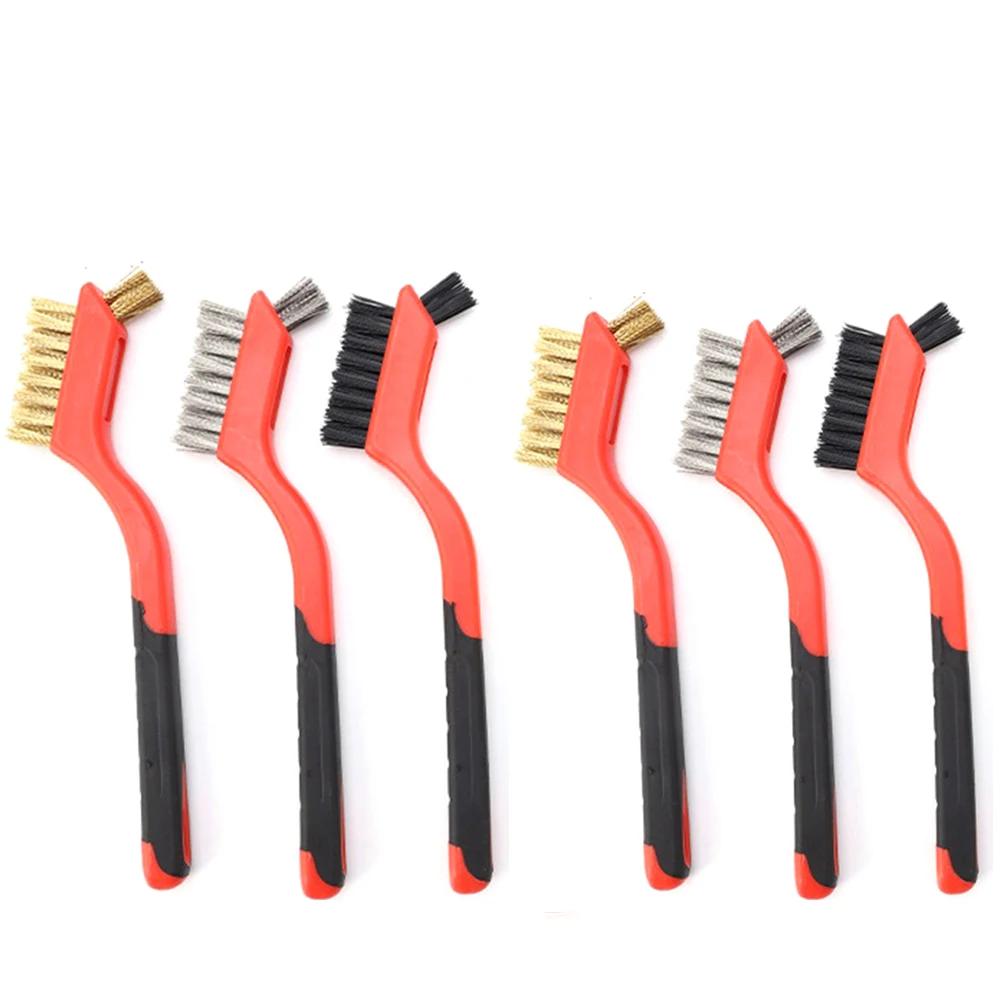 10-3pcs Wire Brush Set Steel Metal Brass Nylon Cleaning Polishing Rust Brush Metal Cleaning Grinder Fitter Machine Cleaner Tools