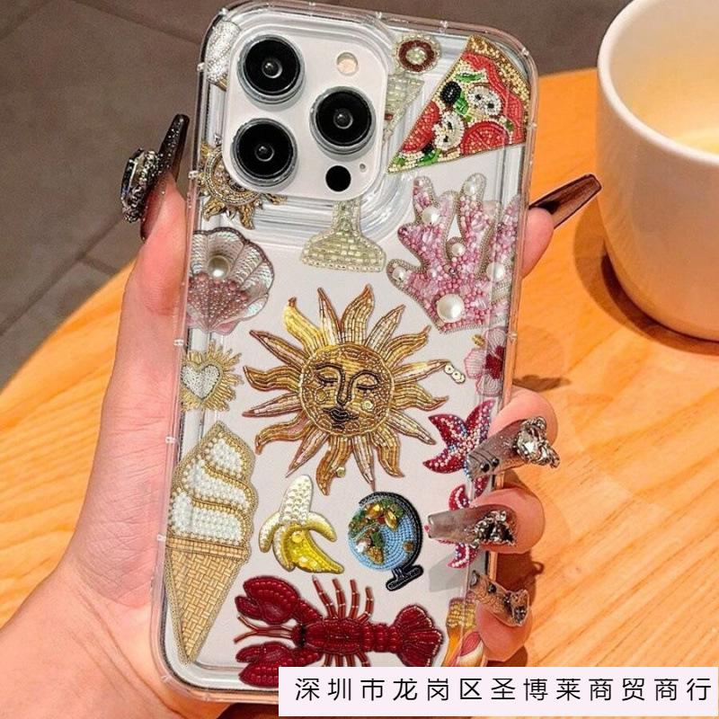 Чехол для мобильного телефона Sun Coral Lobster подходит для Apple 16promax, 15plus, прозрачный 14, 13, Europe, America и 12 с подушками безопасности.