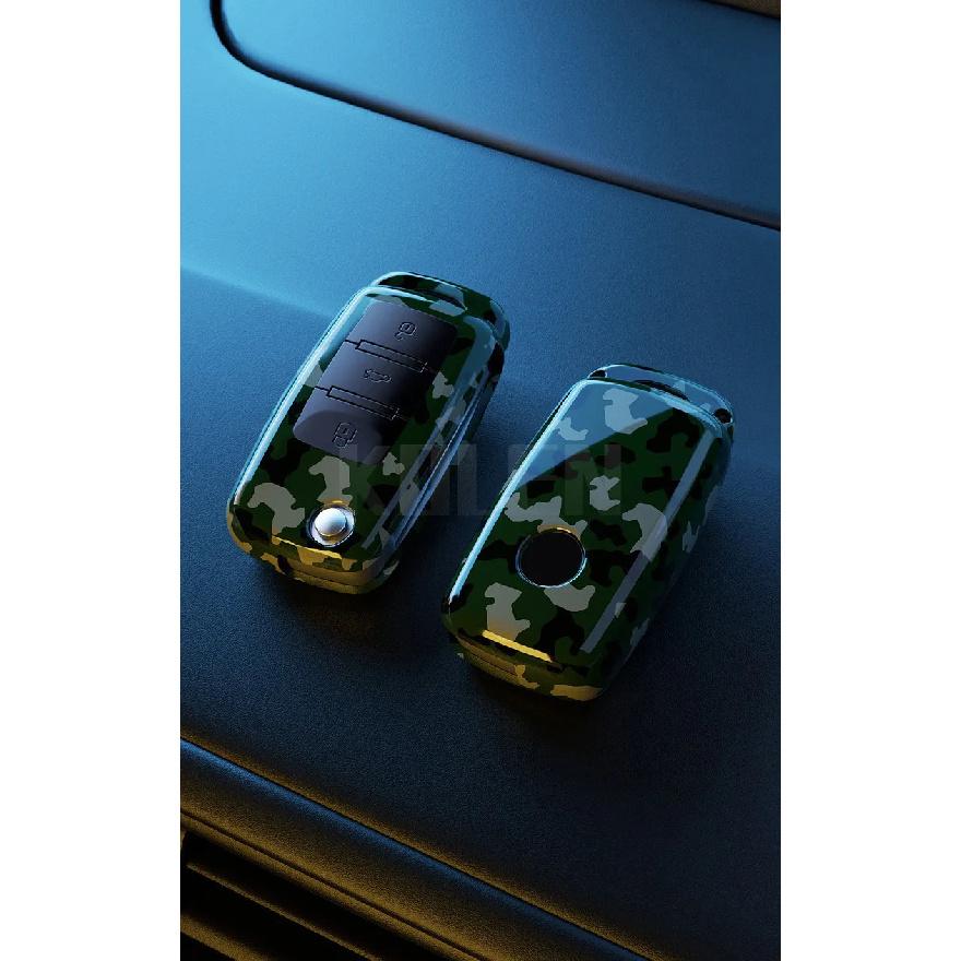 ABS Чехол для ключа автомобиля из углеродного волокна для VW Volkswagen Polo Golf Passat Beetle Tiguan Seat Leon Altea Skoda Octavia Kodiaq