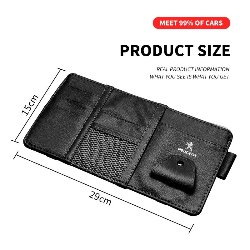 Car Sticker New Car Leather Sun Visor Storage Clip Light Shield Storage Bag For Peugeot 206 208 306 307 308 407 408 508 2008 300