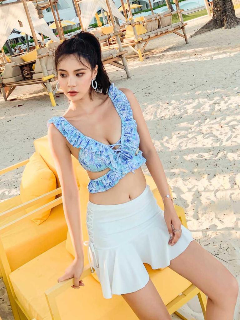 Экспортный японский милый раздельный купальник-тройка