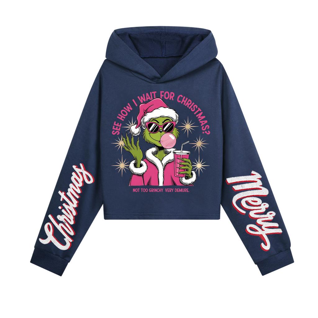 Kids' Casual Fashion Christmas Printed Long Sleeve Hooded Sweatshirt (No Drawstring)