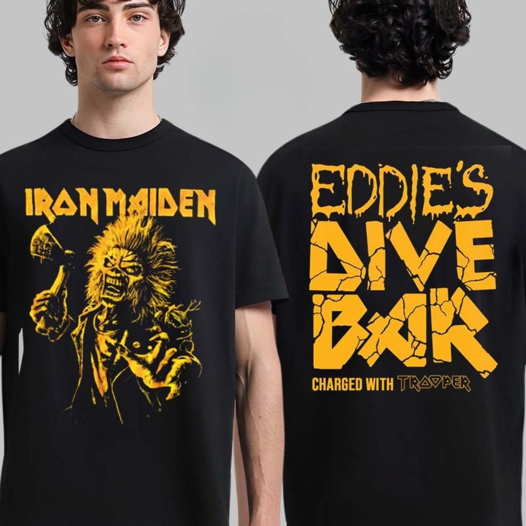 Черная футболка Iron Maiden 'Run for Your Lives World Tour 2025' - Эксклюзивный концертный мерч из Арнема, Нидерланды