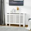 Radiator Cover Furniture Adjustable Width and Upper Shelf in MDF and Wood, 140-202x19x82.5cm, White