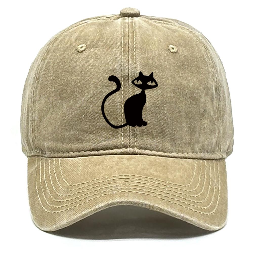 Casual Snapback Caps Cute Black Cat Hat For Man Adjustable Buckle Distressed Adjustable Sun Hat Perfect For Camping