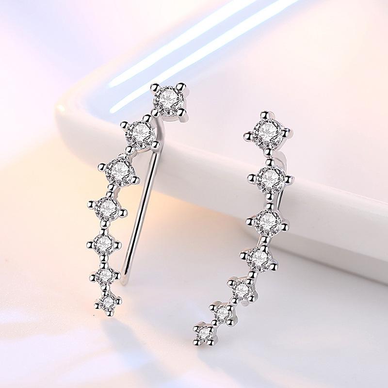 Personality Fashion Silver Ear Jewelry Four-Claw Seven-Star Zircon Students' Accessories French Ear Clip Female Fashion