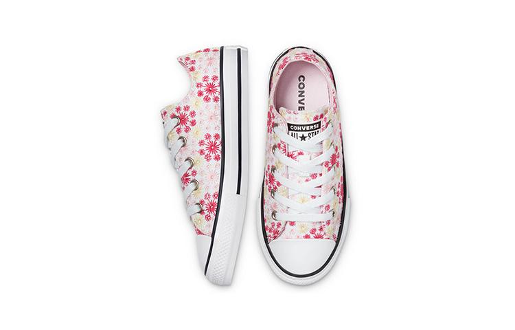 Converse Кеды Chuck Taylor All Star Low top Детские Канвас Вышивка Розовый Белый 671287C