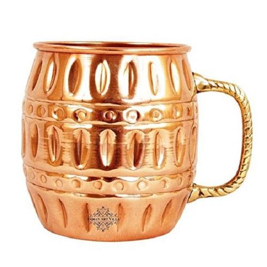 Кружка для пива Moscow Mule, дизайн в форме бочонка из чистой меди, лучше всего подходит для пивных коктейльных вечеринок, барная посуда, объем - 530 мл