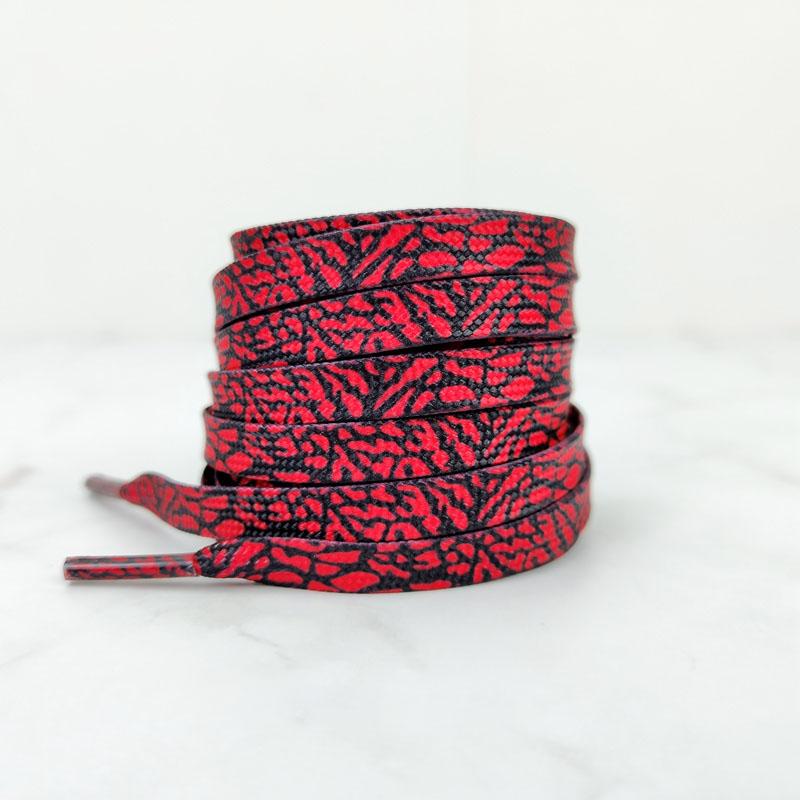 Flat Burst Crack Texture Shoelaces Rope Sports Shoe Laces Leopard Print Cement Flame Red Printing Shoestring 17 Colors
