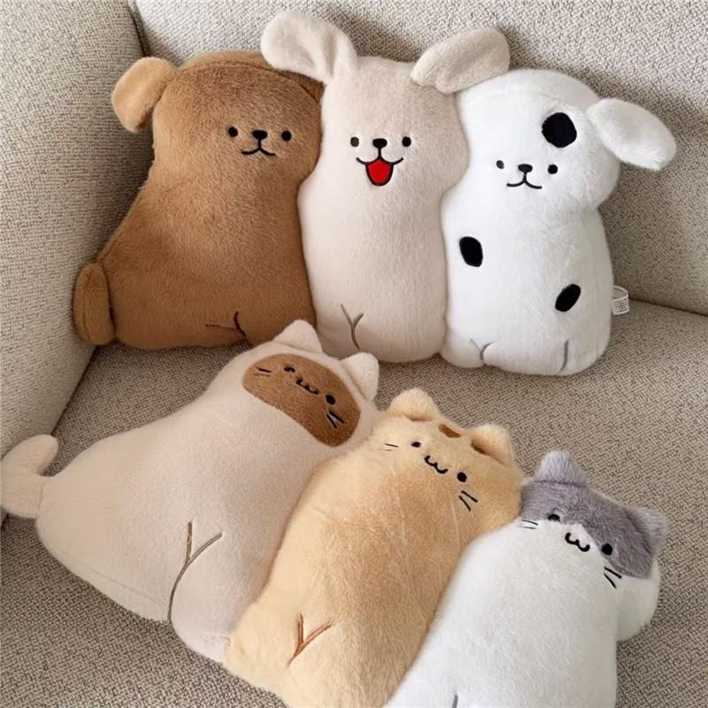 Cute Dog Plush Pillow With Short Faux Fur For Sofa Decor And Living Room Comfort