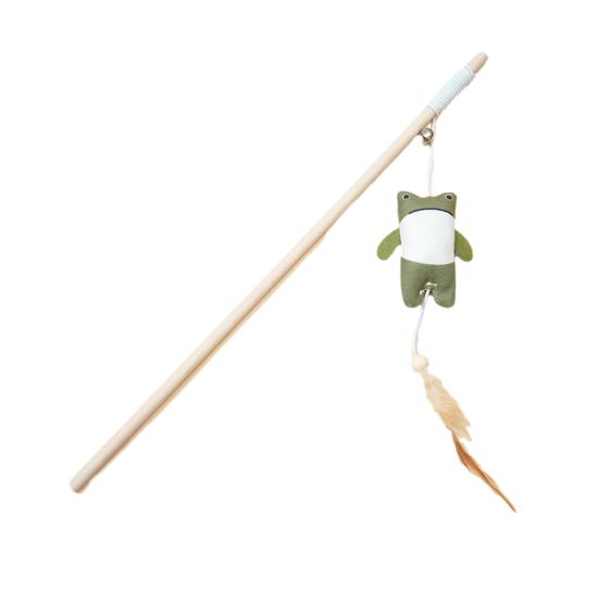 Интерактивная удочка-дразнилка для кошек, перьевая, плюшевое животное, палочка-дразнилка с колокольчиком, игровая игрушка для котят для игры и тренировок в помещении