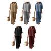 Women's Cotton Linen 2 Piece Set Casual Lapel V Neck Short Sleeve Top Wide Leg Pants Set Summer Loose Lounge Outfits