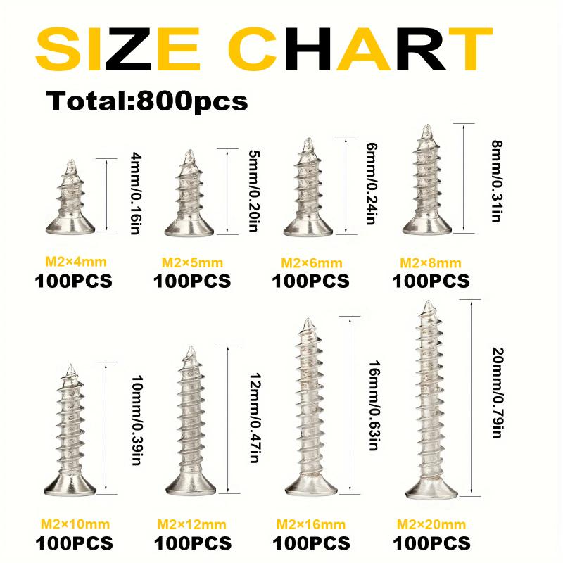 VKKM - Серебряный потайной саморез M2x (4/5/6/8/10/12/16/20) Винт с плоской головкой и крестообразным шлицем из нержавеющей стали мм 304