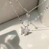 Sparkling Diamond Butterfly Double Layer Necklace for Female Minority Design Versatile