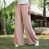 Johnature Solid Color Wide Leg 2021 Spring New Pockets Cotton Linen Women Cloths Pants