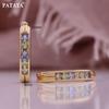 PATAYA Серьги цвета розового золота с инкрустацией разноцветного циркона в стиле U