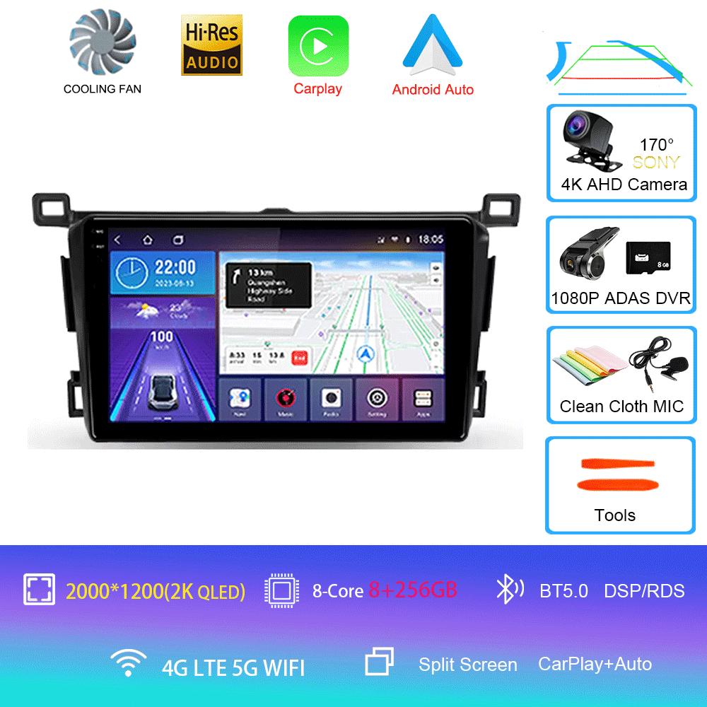 Автомобильное радио Android 14 Carplay Auto для Toyota RAV4 Rav 4 2013 2014 2015 2016 2017 2018 2019 Мультимедийный видеоплеер GPS головное устройство