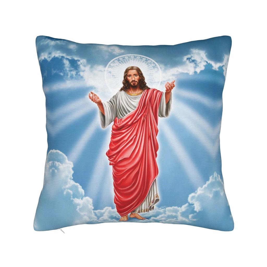 Christian Pillowcase Polyester Cushion Cover Decorative God Bless Jesus Christ Throw Pillow Case Cover Home Square cm