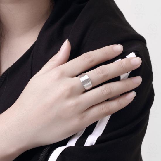 Multilayer Chain Ring Women Wide Band Adjustable Open Ring