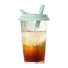 Large Water Milk Bottle Cup with Straw Coffee Cup Portable Glass Water Cup  For Sports Camping